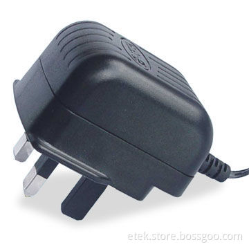 5W Switching Power Adapter with UK AC Plug and Input Frequency of 47 to 63Hz